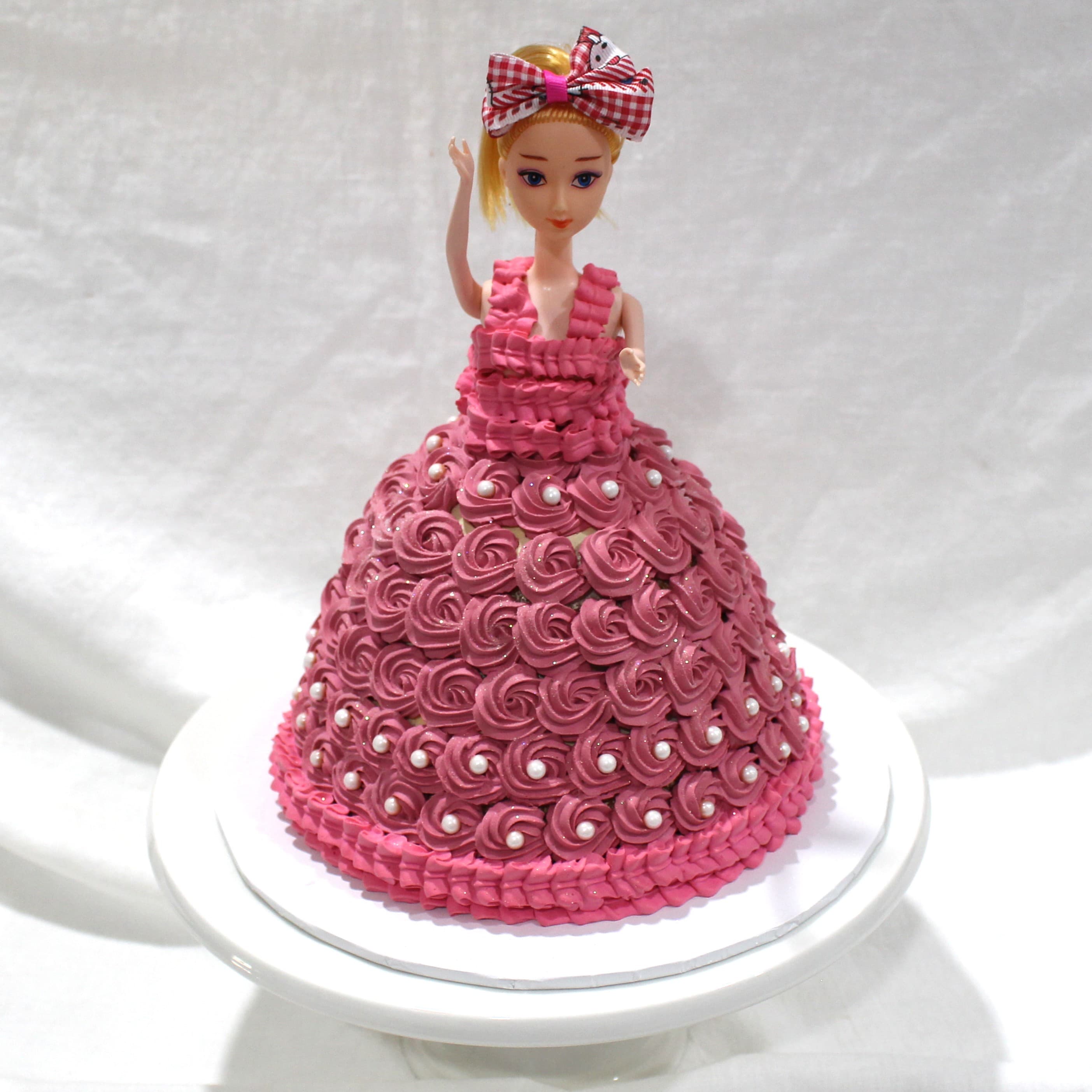 Custom cake with barbie doll dress tier detail — Angel Bakes, Adelaide